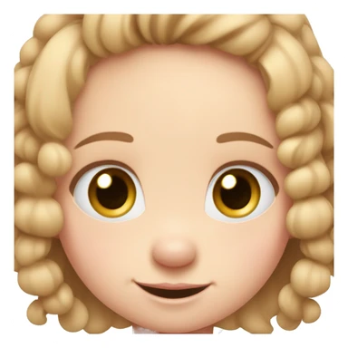 A toddler girl with 2 tiny pig tails on top of her hair with tiny bows, fair skin, blue eyes, light brown hair, smiling, wearing a pastel shirt sticker