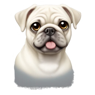 all white pug with white bows on ears sticker