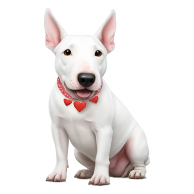 white english bull terrier love hearts going around head sticker