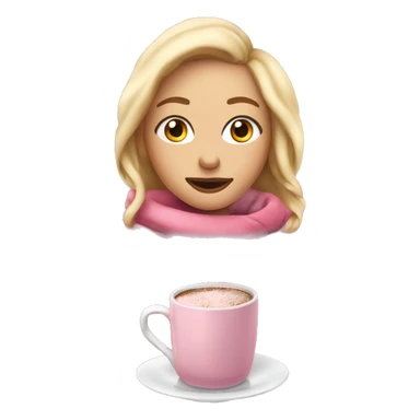 Blonde girl wrapped up in bed with a pink blanket and a mug of hot chocolate sticker