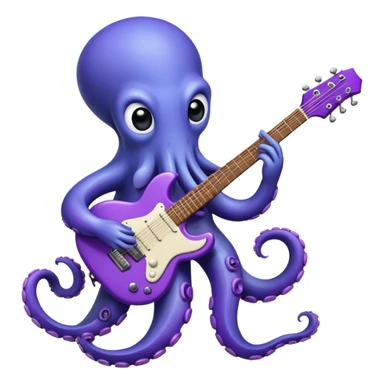 Blue octopus playing a purple guitar  sticker