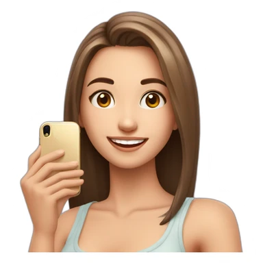 una chica blanca dee 17 años haciéndose un selfie con el móvil y sonriendo sticker