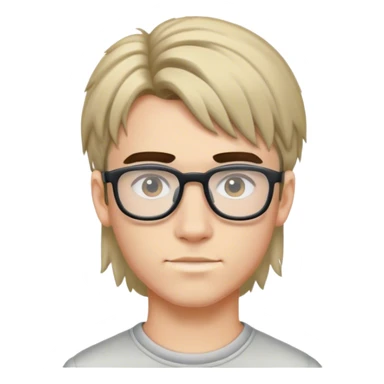 A boy with mullet haircut and glasses and with a eyebrow piercing  sticker