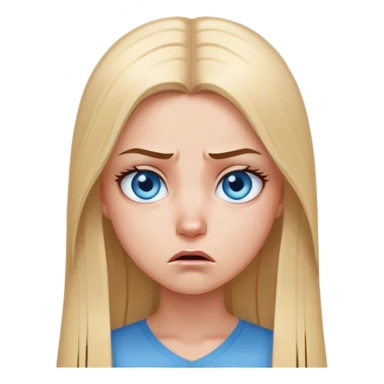 beautiful white girl with long straight blonde hair blue eyes sad angry upset hurt mad sticker
