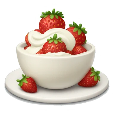 Strawberries with bowl of cream sticker