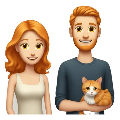 young White husband and wife with one ginger cat   sticker
