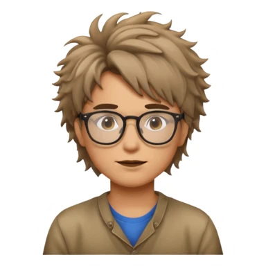 Cabelo bagunçado e oculos sticker