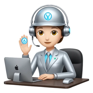 AI agents in the workplace, holographic AI figures providing support sticker