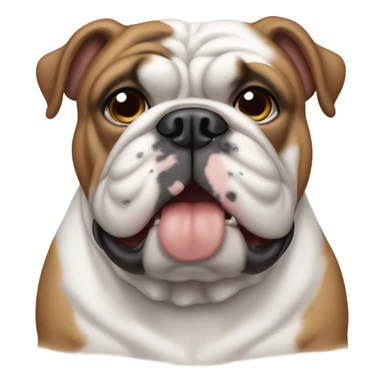 english bulldog with white hair and brown ears sticker