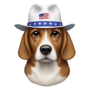 Dog wearing a Kamala Harris hat sticker