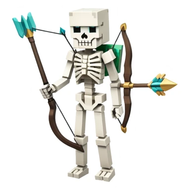 Minecraft Skeleton full body with bow and arrow, white blocky character sticker