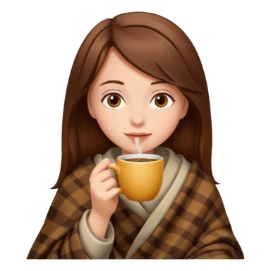 Brown hair Girl drinking coffee, with a cozy blanket sticker