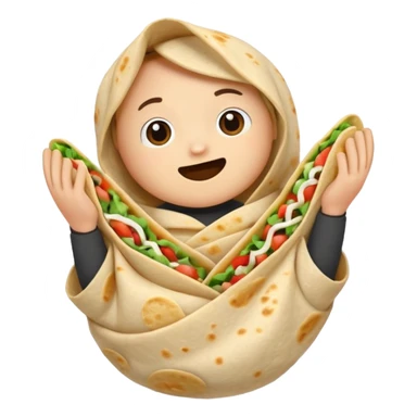 burrito with hands, playful, simple sticker