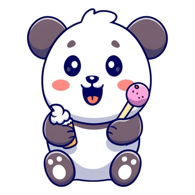 Panda eating ice creami sticker