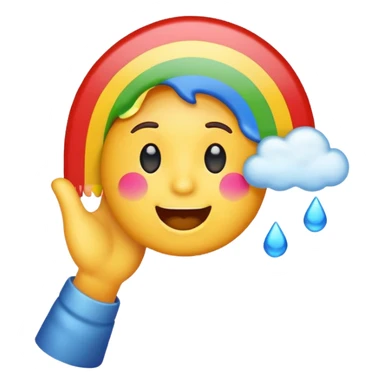 simple emoji style face throwing up a rainbow sticker