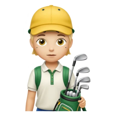young child beginner golfer yellow default skin. with golf bags on their backs  sticker