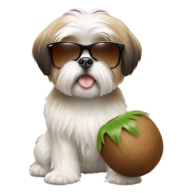 Shih Tzu with sunglasses and a coconut in his hand  sticker