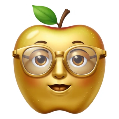 golden apple with glasses sticker
