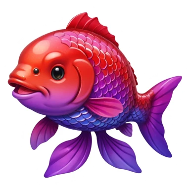 color gradient between red and purple glitter cute happy carp sticker