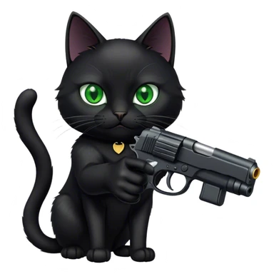 black cat pointing a gun towards us sticker