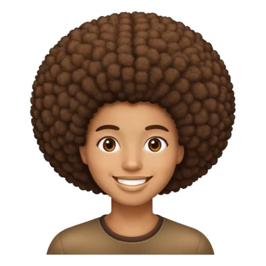 Person with large afro hairstyle, smiling sticker