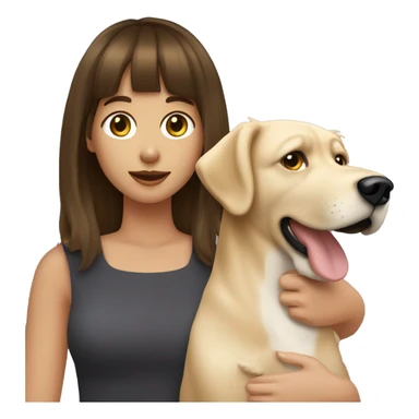 Brunette woman with bangs petting golden retreiver  sticker