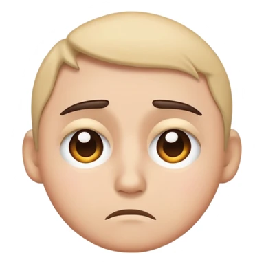realistic sad face emoji with a green background, downturned eyebrows, emotional expression sticker