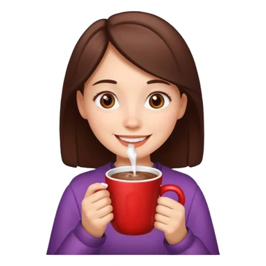 Winter girl drinks chocolate sticker