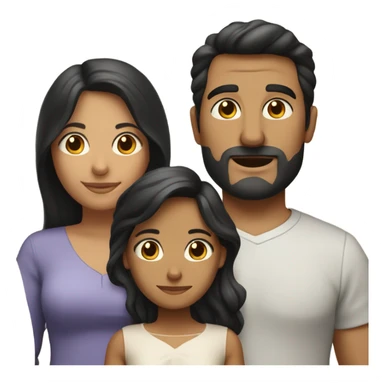 Puerto rican beard short black hair  husband with blond long hair wife and brown long hair daughter Family  sticker