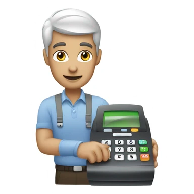 merchant with a POS machine sticker