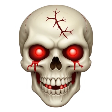 Bleeding skull with glowing red eyes and a sinister smile sticker