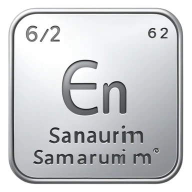 samarium element, rare earth metal, silvery white metal, chemical element Sm, atomic number 62 sticker