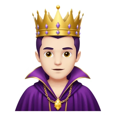 Vampire King, Young vampire king in purple robe, wearing a crown, confident smirk. sticker
