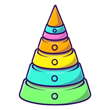 cute pastel pink stacking pyramid toy with colorful rings sticker