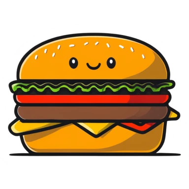 cute smiling burger character sticker