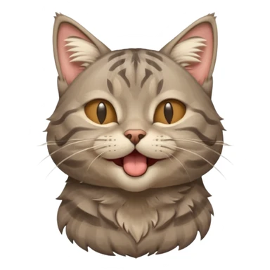 A high-resolution photo-realistic digital illustration of a solid grey tabby cat, eyes closed, head titled up yawning sticker