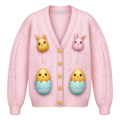 Pastel pink knit Easter cardigan  sticker