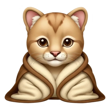 Cozy puma cougar cub in blanket sticker