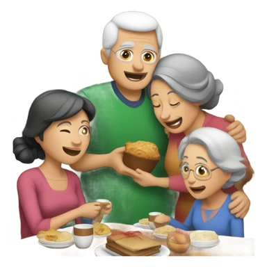 familia cenando en navidad de un padre una madre una hija y una abuela sticker
