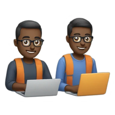 two white tech guys with specs working on a laptop sticker