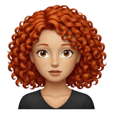 female curly red hair sticker