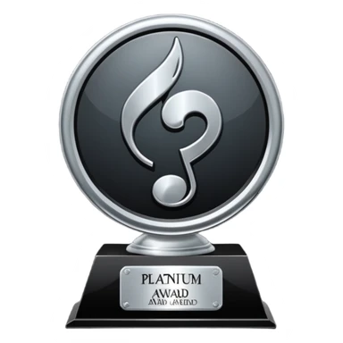 A dark metal platinum music award plaque sticker