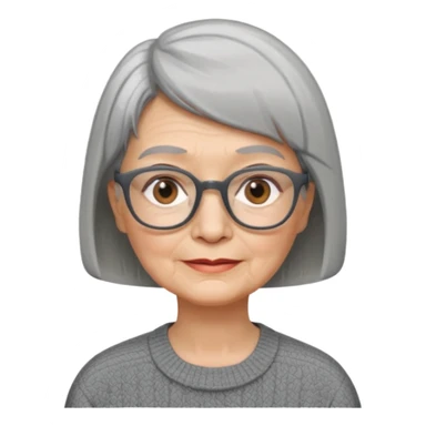Old woman square glasses short gray straight hairstyles bob sticker