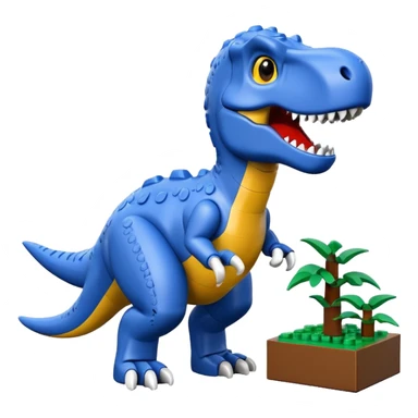 A cute blue t-rex building with LEGO bricks sticker