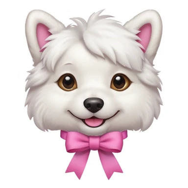white dog with pink ribbon sticker