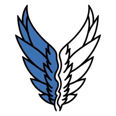 Wings of Freedom logo from Attack on Titan, overlapping blue and white wings, Survey Corps emblem sticker