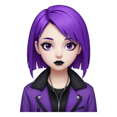 amelia from Pathway the uk governement game. The goth e-girl with purple hair and purple jacket sticker