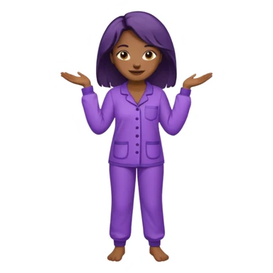 UNE FEMME DE COULEUR DE PEAU NOIRE HABILLE AVEC  UN PYJAMA VIOLET ET ELLE EST DEBOUT sticker