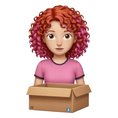 box carrier curly red haired pink tshirt girl  sticker