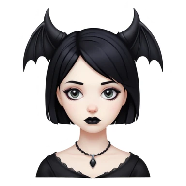 pale skin goth girl with black hair sticker